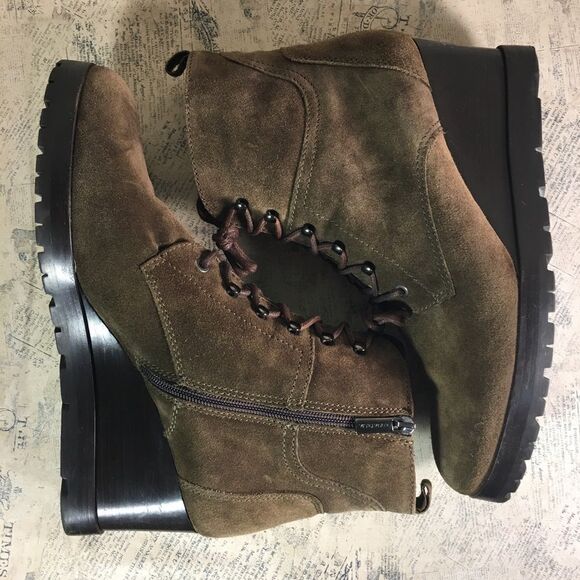 Aquatalia Chance Suede Lace-Up Wedge Boot, Forest (Olive) - Picture 7 of 13